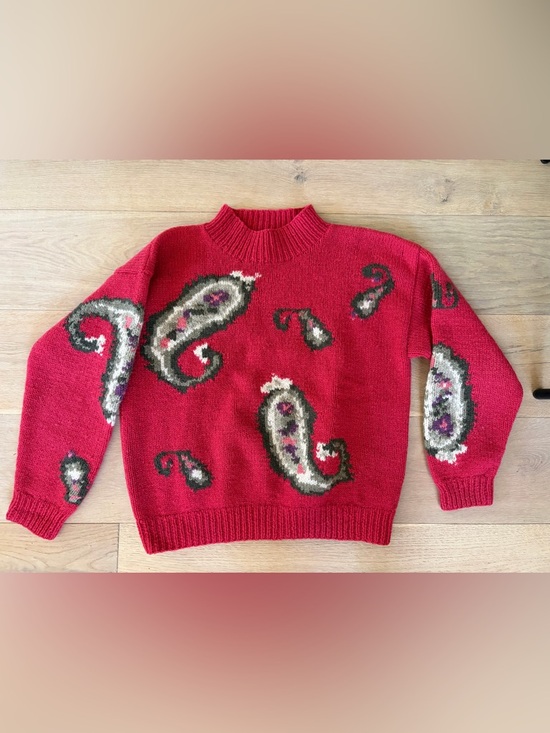 Merona handknit Sweaters - Merona Handknit 100% wool intarsia sweater vintage paisley design - M